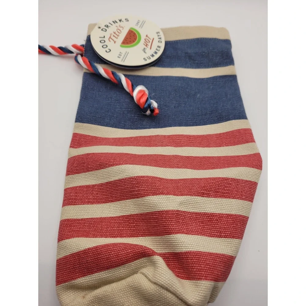 NEW Titos Handmade Vodka Bottle Bag Blue Red Patriotic Canvas Stars